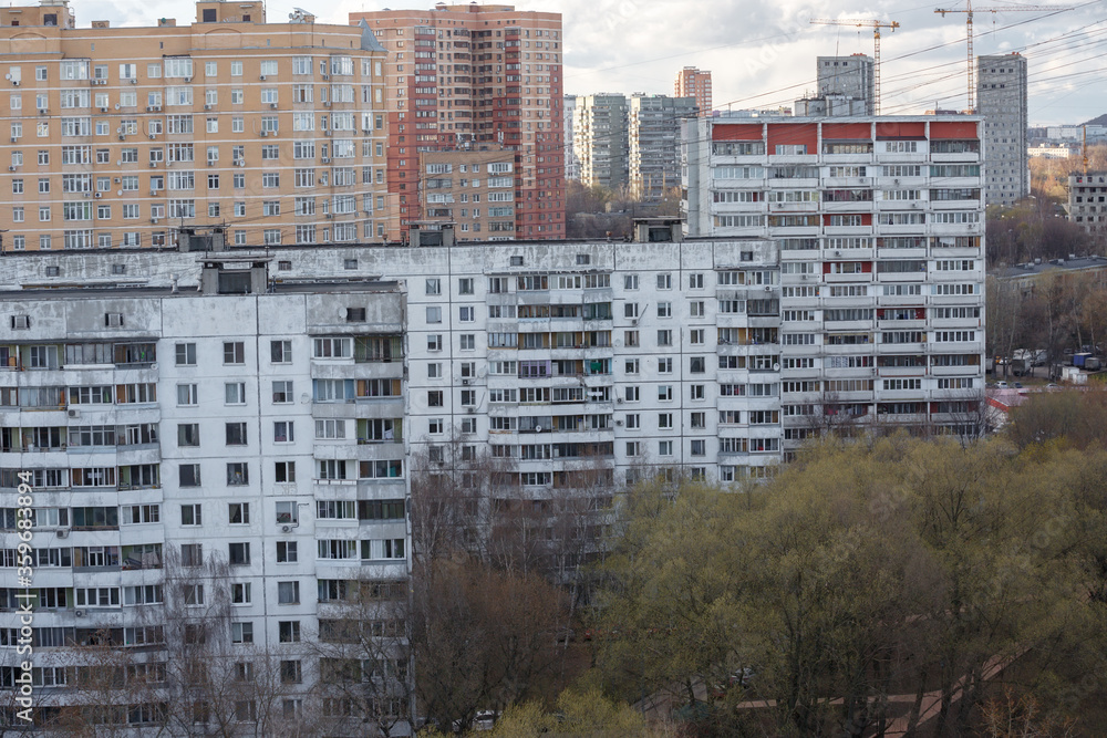 Block buildings, poor quarter, construction of social housing. Old ...