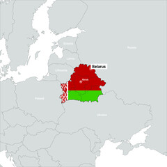 Wall Mural - Map of Belarus with flag fill