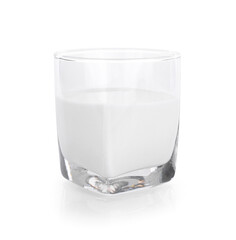 Wall Mural - glass of milk on white background