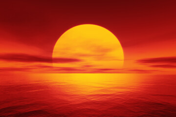 Wall Mural - red sunset over the ocean