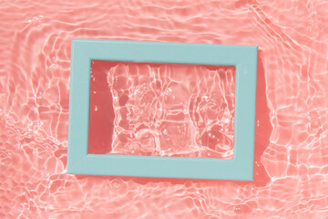 blue frame in pink water background