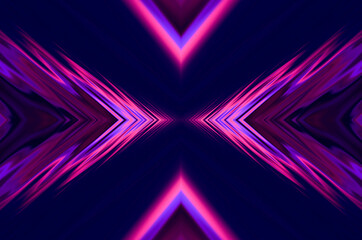 Dark abstract background with neon ultraviolet lines, waves. Light neon effect. Laser light show, energy waves.