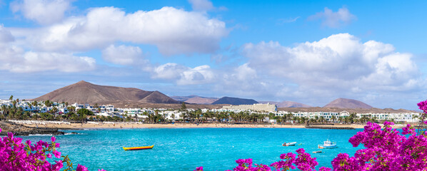Wall Mural - landscape with costa teguise on lanzarote, canary islands