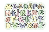 Fototapeta Młodzieżowe - Latin alphabet. ABC. Hand drawn letters with graphic decoration elements. Cute, fun font for kids. Isolated on white background. Customezed colors. For banners, nursery design, postcards.