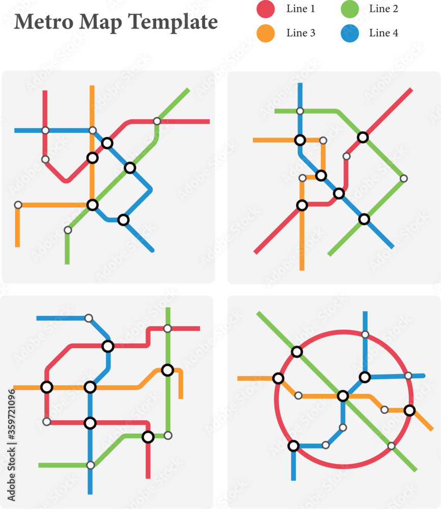 Illustration / Vector of Metro map template, different metro line, for ...