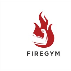 Sticker - fire muscle logo vector design graphic template