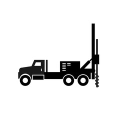 Wall Mural - Borewell truck silhouette icon. Clipart image isolated on white background