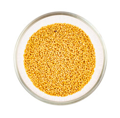 Wall Mural - mustard seeds in bowl isolated on white background