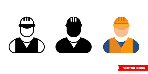 Builder icon of 3 types. Isolated vector sign symbol.