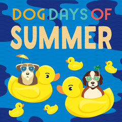 Wall Mural - Dog days of summer comic cartoon vector poster