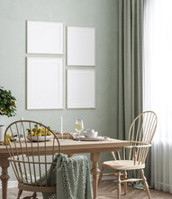 Mock Up Frame In Home Interior Background, Scandinavian Style, 3d Render