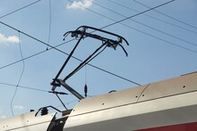 Pantograph Of A Train On Electric Line