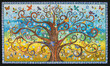 Leinwandbild Motiv Small mosaic tiles pattern forming a Tree of Life background
Mosaic artwork made by a mosaic artist