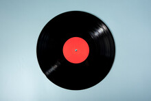 Black Vinyl Record With Red Label