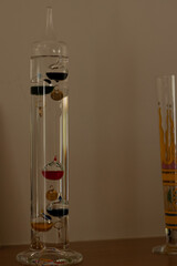 Galileo thermometer temperature calculate old vintage liquid