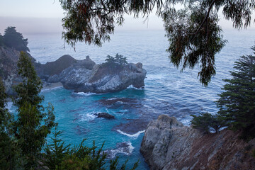 Wall Mural - Mcway Cove framed by trees in Big Sur, California