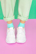 © Porechenskaya - Stylish White sneakers shoes. Minimal mood concept. Vanilla design. Ideal for bloggers, websites, magazines, business owners, instagram fashion page. Trendy monochrome colours