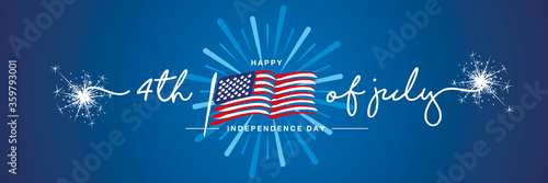 Fotomural 4th of july handwritten typography happy Independence day firework US abstract w