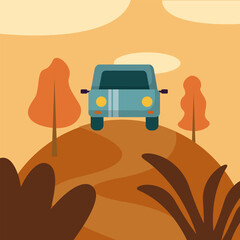 Poster - car vehicle on mountain vector design