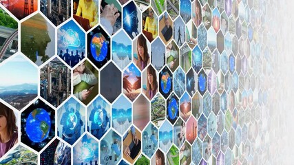 Aufkleber - A lot of video in cyberspace. Business background pattern animation. Business strategy.
