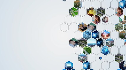 Poster - A lot of video in cyberspace. Business background pattern animation. Business strategy.