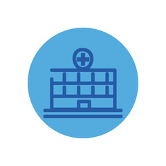 Hospital building block style icon vector design