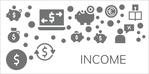 Poster - Modern Simple Set of income Vector filled Icons