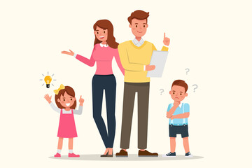 Wall Mural - Happy family people mother, father and children's together character vector design.