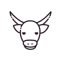 Poster - Cute bull head cartoon line style icon vector design