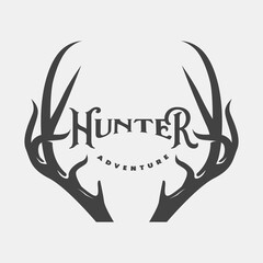 Wall Mural - vintage deer antler logo, icon and illustration