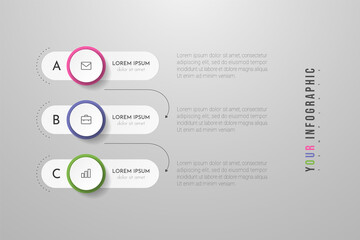 Canvas Print - Infographics design vector and marketing icons can be used for workflow layout, diagram, annual report, web design. Business concept with 3 options, steps or processes.