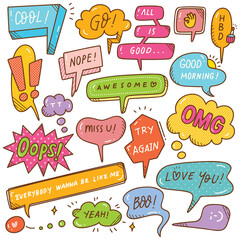 Wall Mural - Cute speech bubble doodle set