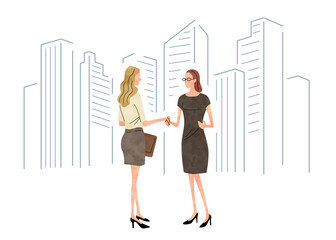 Stock Illustration: business scene, handshake, woman