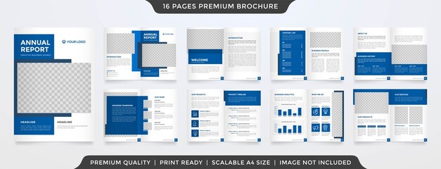 Wall Mural - business brochure template with minimalist and simple infographic timeline use for business report and company profile