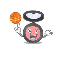 Sticker - An athletic pink blusher cartoon mascot design with basketball