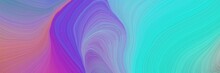 Colorful Vibrant Artistic Art Design Graphic With Modern Soft Swirl Waves Background Illustration With Medium Turquoise, Turquoise And Moderate Violet Color