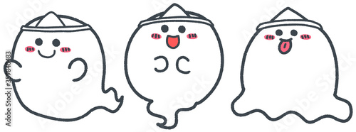 三角巾をつけたかわいいお化けセット Stock Illustration Adobe Stock 三角巾をつけたかわいいお化けセット Stock Illustration Adobe Stock