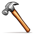 Vector hammer cartoon icon isolated