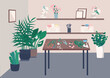 © IMGvisualsCharacters - Florist studio flat color vector illustration