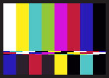 Television Retro Test Pattern Of Colored Stripes. Interference On TV. Vector.
