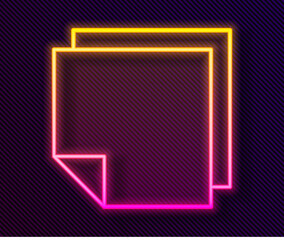 Sticker - Glowing neon line Post note stickers icon isolated on black background. Sticky tapes with space for text or message. Vector Illustration.