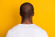 © deagreez - Back rear spine view photo of afro american guy worker stand head hide his personality wear good look clothes isolated over vibrant color background
