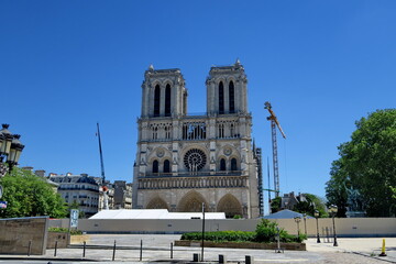 Poster - Parvis de la Cathédrale Notre Dame désert. Paris France. 20 mai 2020.