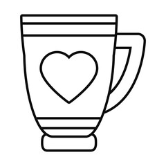 Sticker - coffee cup with heart icon, line style