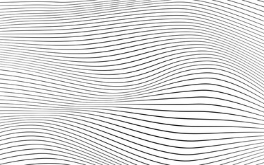 Wall Mural - Black smooth wave lines stripe techno texture vector abstract on white background illustration