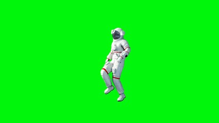 Wall Mural - Funny astronaut dancing . Green screen. Realistic 4k animation.