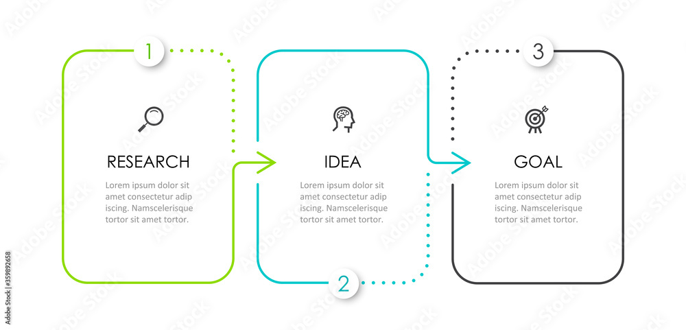 Vector Infographic thin line design with icons and 3 options or steps ...