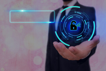 Wall Mural - graphics padlock for web data information security application system