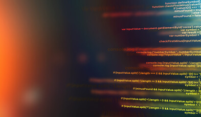 Aufkleber - Illustration with program source code on dark gradient background, free space