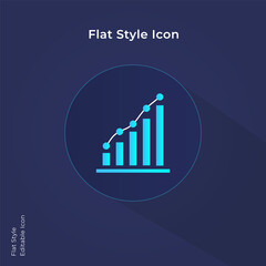 Business grow report icon in flat style for using in mobile, website, ui design. Report file icon with chart symbol. Accounting sign. analysis symbol.